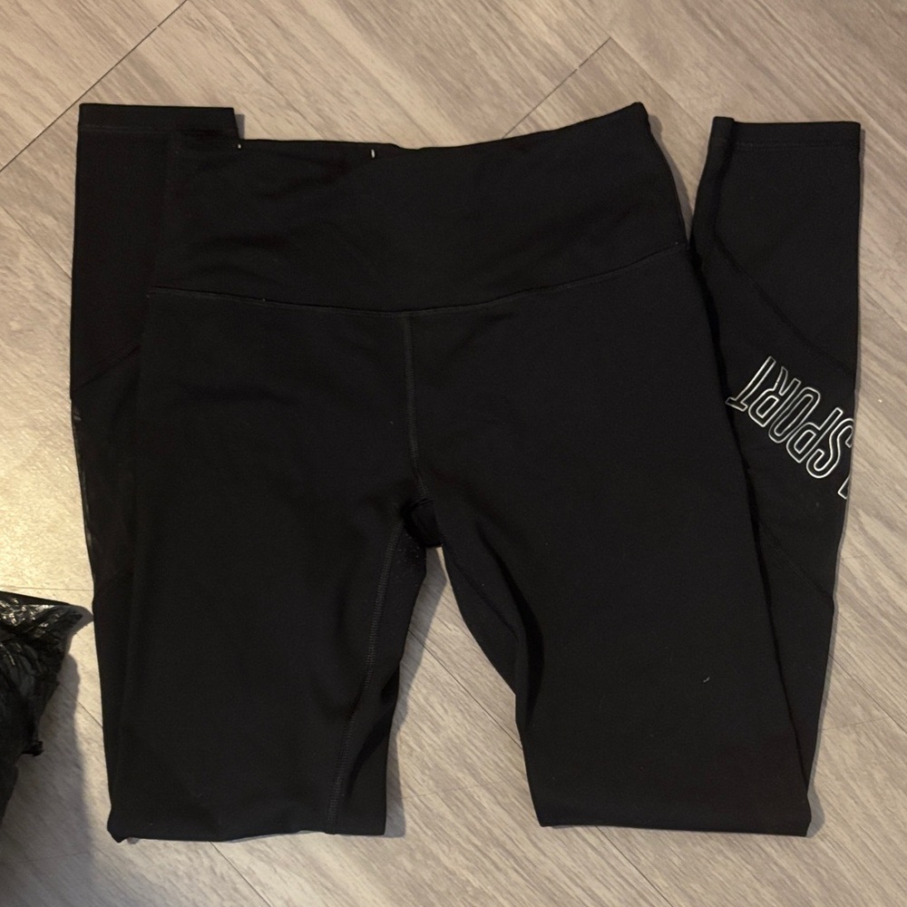 Black High-Waist Active Leggings with Side Logo